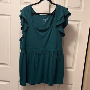 torrid Teal Ruffled Sleeve Peplum Tunic